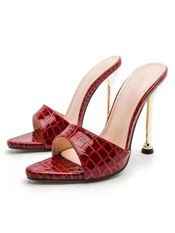 Chaussures Chaussures femme | Sandales femme talon haut mules à talon marron en PU - UV43246
