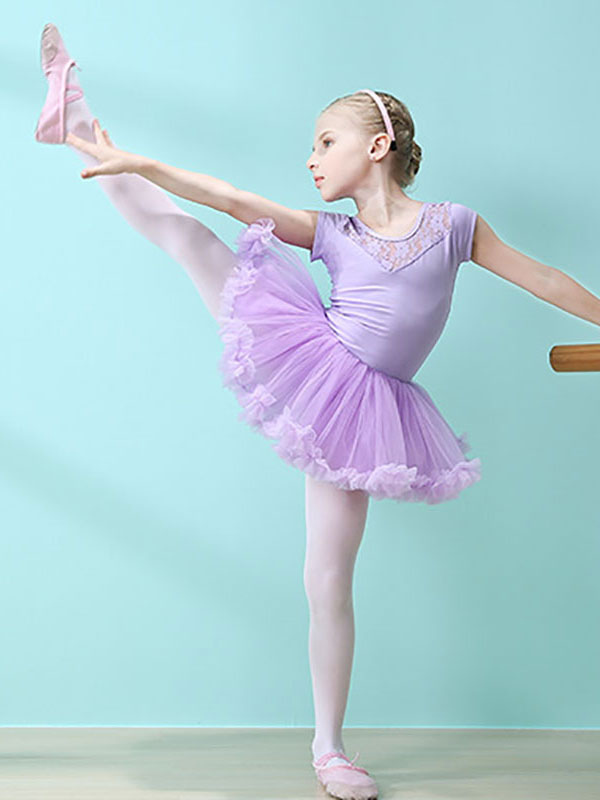 Vestido de ballet rosa para mujer, para niños, bailarín recortado,  volantes, ilustraciones, plisado, mezcla de algodón, vestido, túnica, ropa  de actuación 