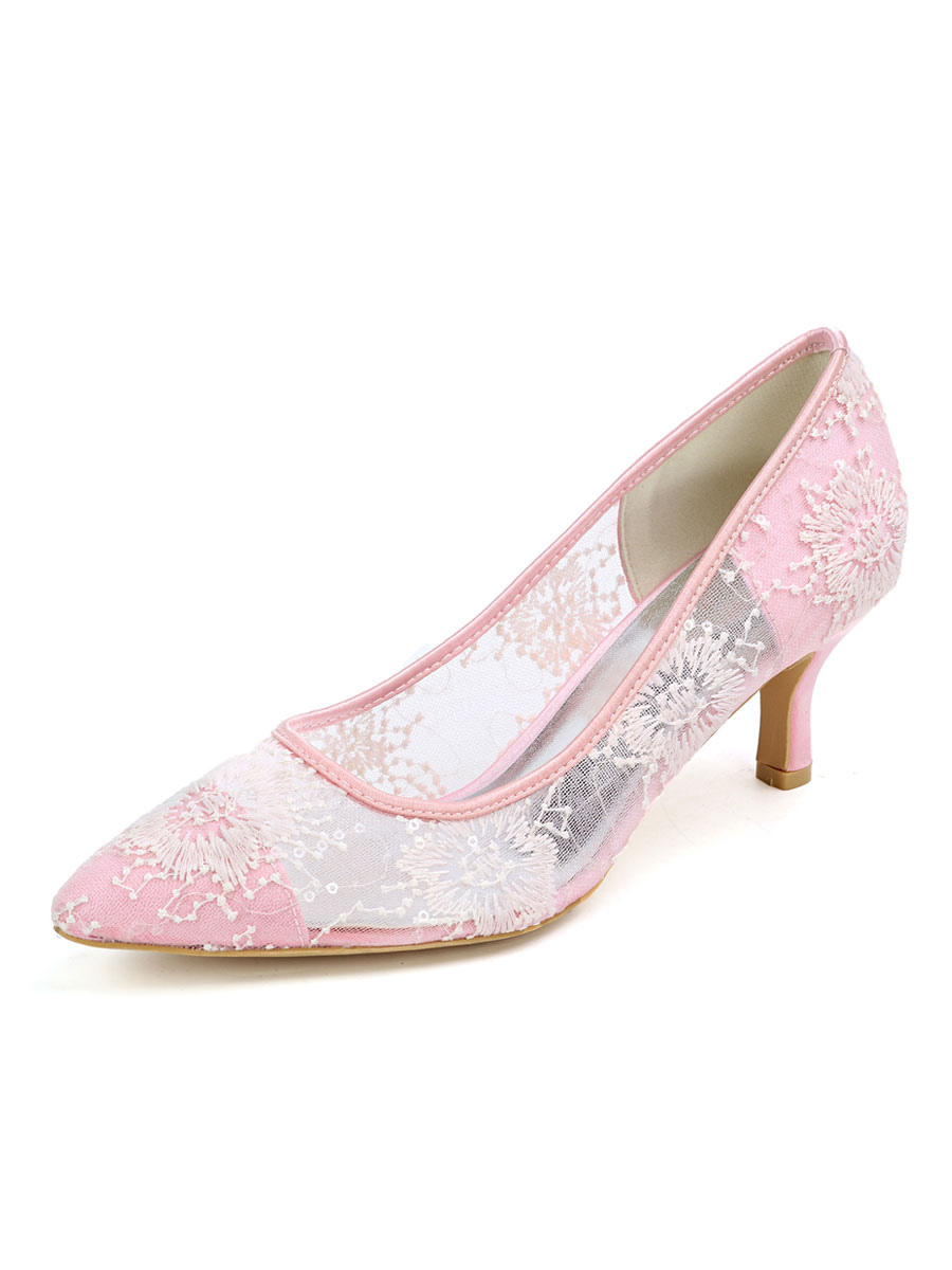 Women's Lace Kitten Heel Bridal Shoes - Milanoo.com