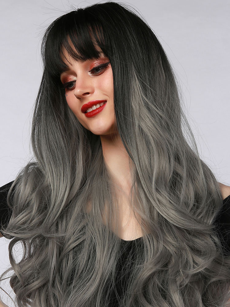 Parrucche Extra Lunghe Nere 100cm/40"" Per Donne Con Capelli Lisci - Foto 4