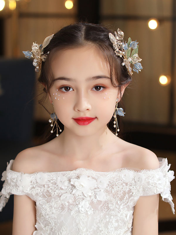 Flower Girl Headpieces Light Sky Blue Flowers Head Flower Metal Kids Hair Accessories Flower Girl Headpieces Light Sky Blue Flowers Head Flower Metal Kids Hair Accessories