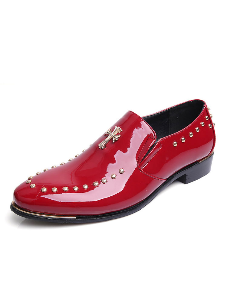 Zapatos de hombre | Zapatos holgados para hombre Detalles metálicos de cuero PU acogedor Zapatos de cuero PU informales sin cordones - PL51622