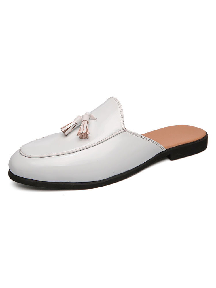 Zapatos de hombre | Mocasines para hombre Slip-On Punta redonda Cuero de PU Low-Tops Pantuflas blancas - MS88265