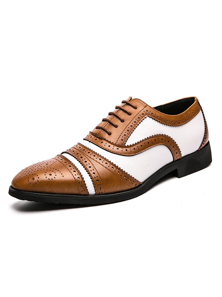 Zapatos de hombre | Zapatos de vestir para hombre Fantásticos zapatos casuales de cuero PU con cordones en punta - UL24043