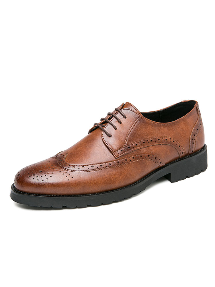 Zapatos de hombre | Zapatos de vestir para hombre Moda puntiaguda con cordones Zapatos casuales de cuero PU - TP01025