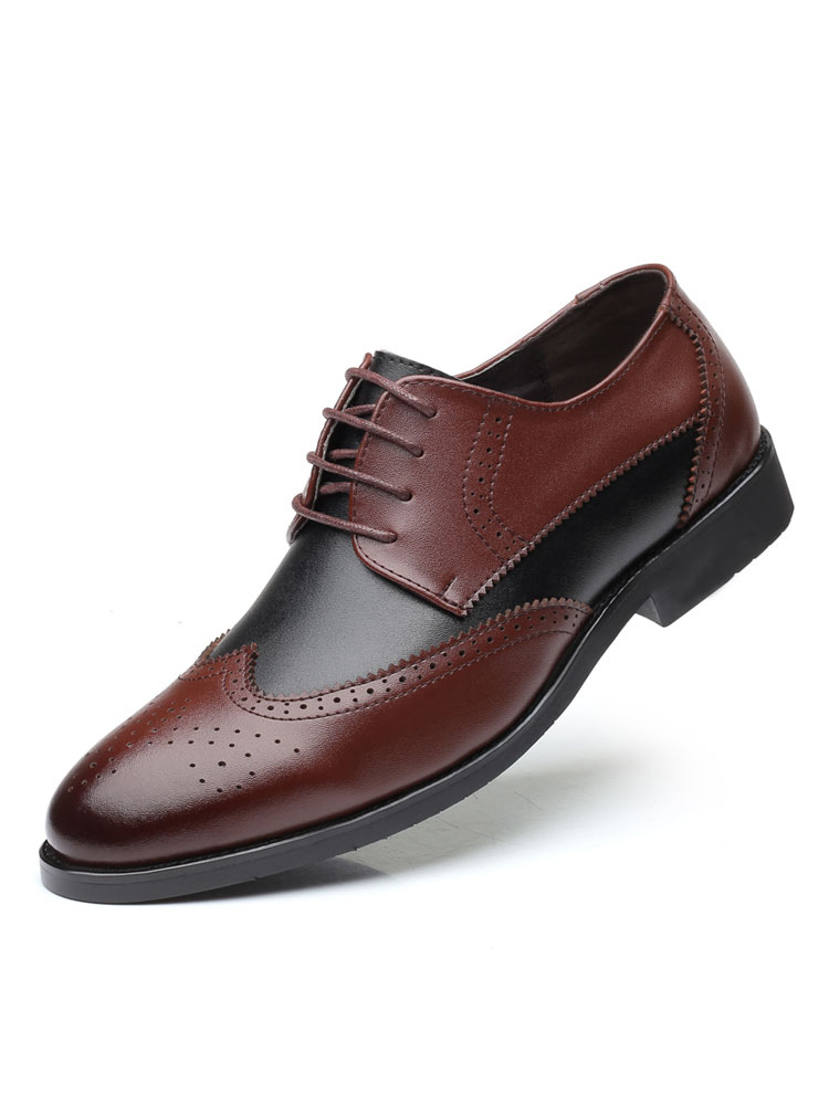 Men's Two Tone Wingtip Oxfords Dress Shoes in Black - Milanoo.com