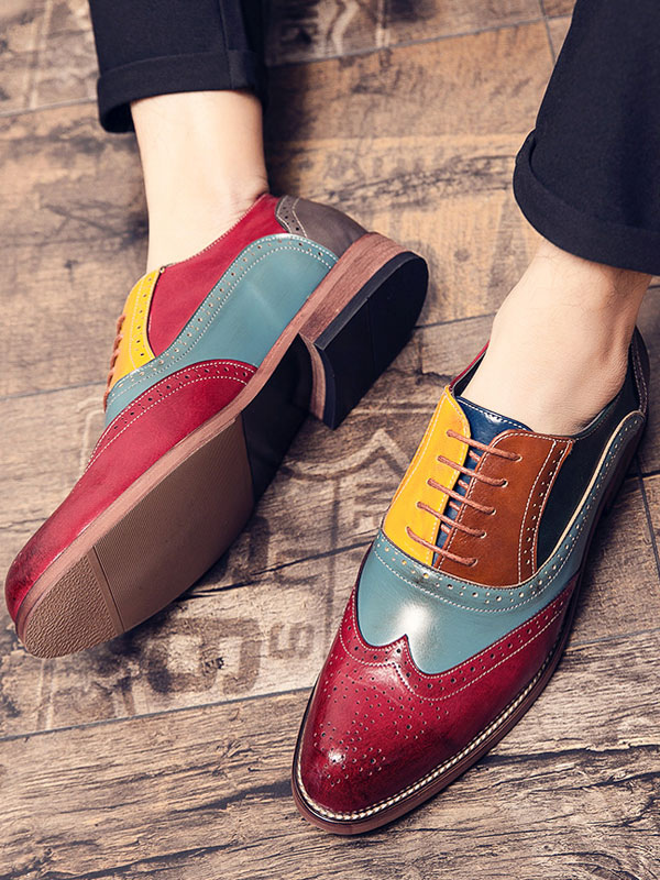 Shoes Men's Shoes | Men's Wingtip Oxfords Lace Up Wedding Dress Shoes Multi-color - TS64887