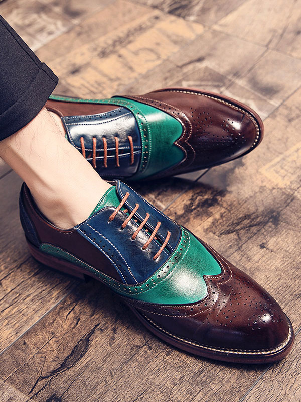 Shoes Men's Shoes | Men's Wingtip Oxfords Lace Up Wedding Dress Shoes Multi-color - TS64887