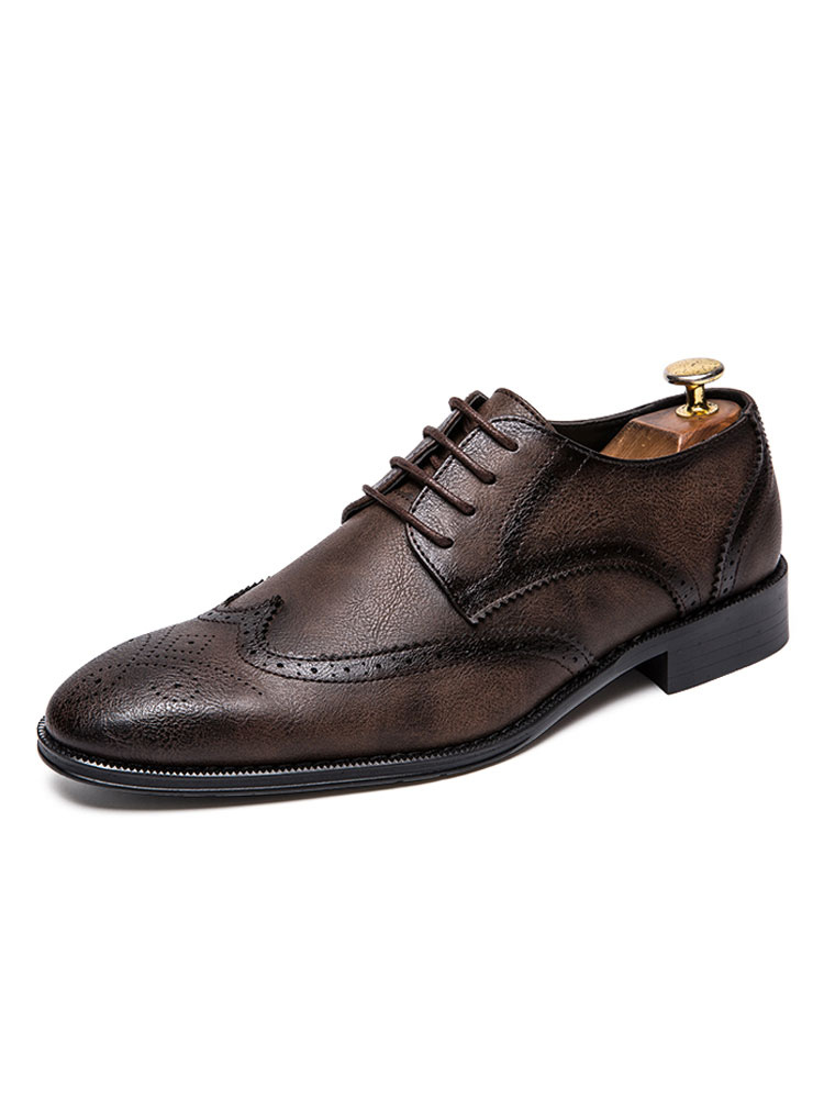 Zapatos de hombre | Zapatos de vestir para hombre Zapatos casuales de cuero PU con cordones y punta puntiaguda de calidad - AB30925