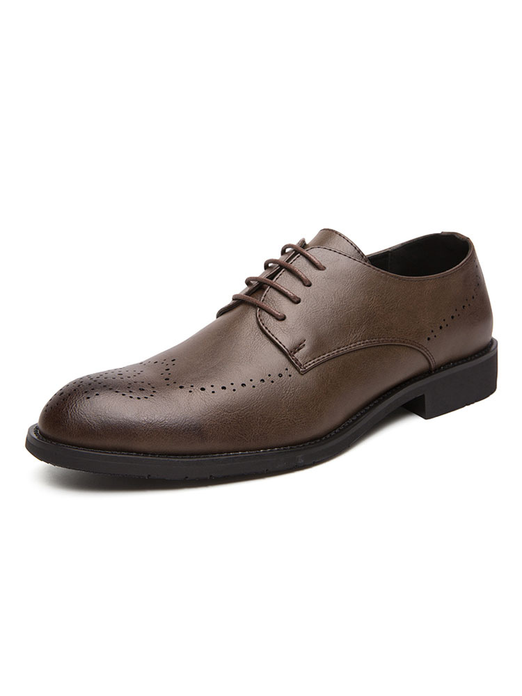 Zapatos de hombre | Zapatos de vestir para hombres Zapatos casuales de cuero PU con cordones modernos y puntiagudos - BG46281