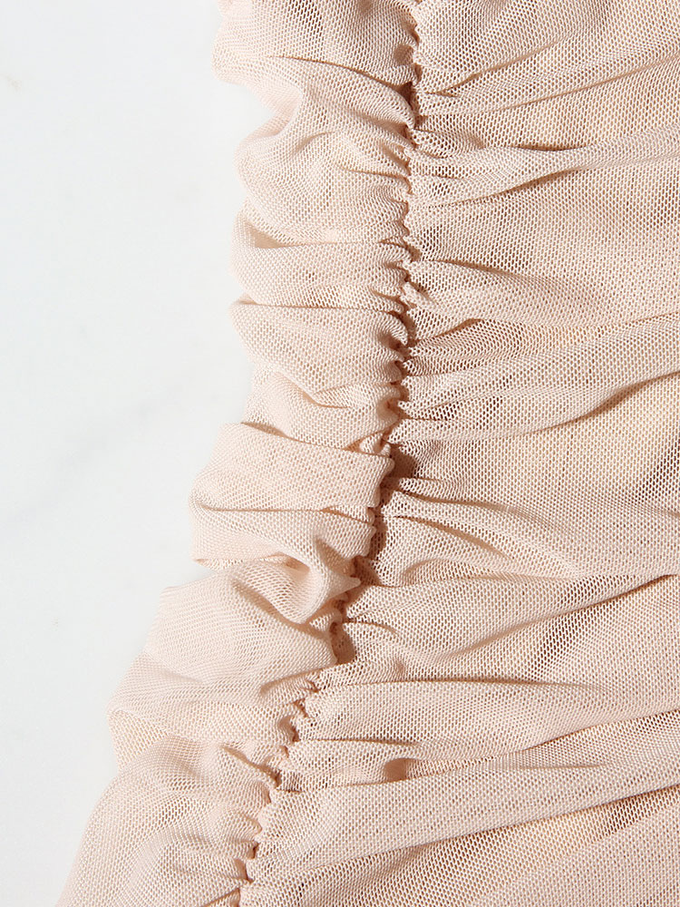 Women's Clothing Milanoo Chic | Bodycon Dresses Light Apricot Sleeveless Pleated Casual Halter Layered Sheath Dress - TS08101