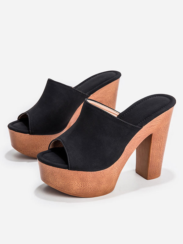 Chaussures Chaussures femme | Sandales Femme Terry Slide Bout Ouvert Talon Chunky Slip-On Sandales à Talons - CY16671