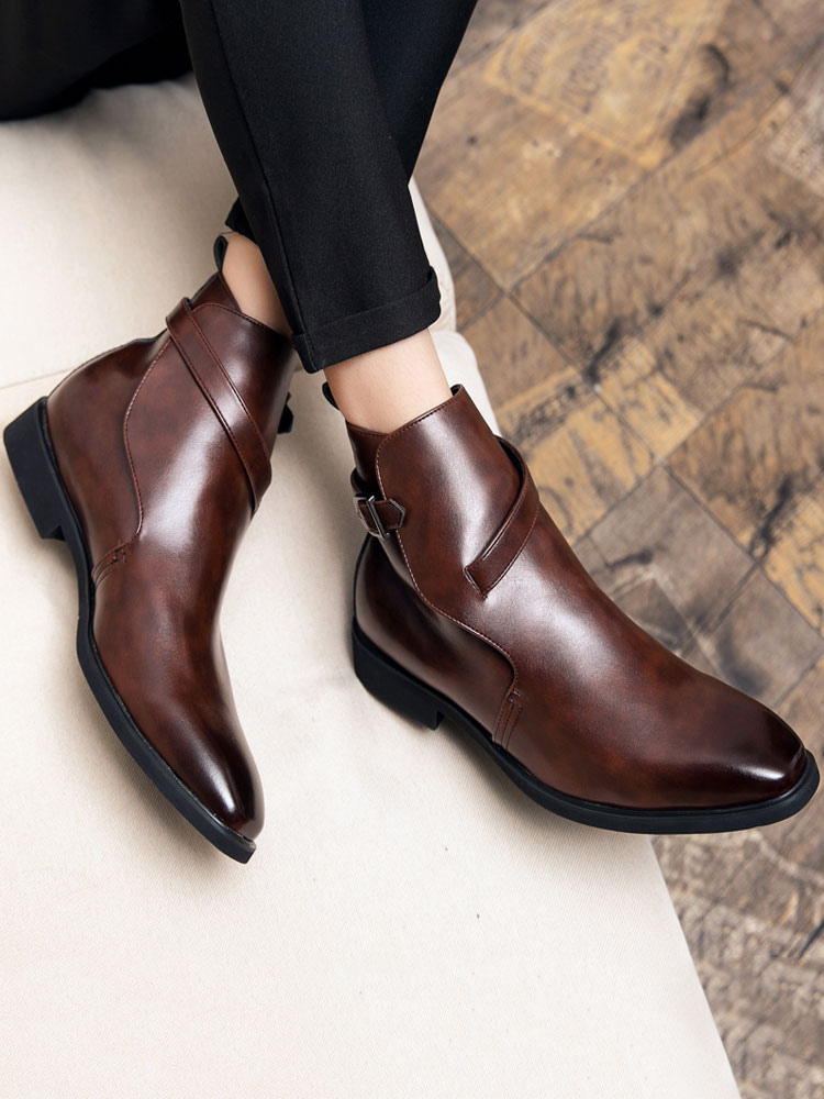 Shoes Men's Shoes | Men's Monk Strap Dress Ankle Boots in Brown - KB62744