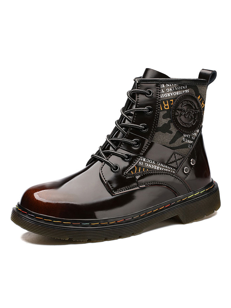 Shoes Men's Shoes | Men's Artwork Lace Up Martin Boots in Black - RB07549