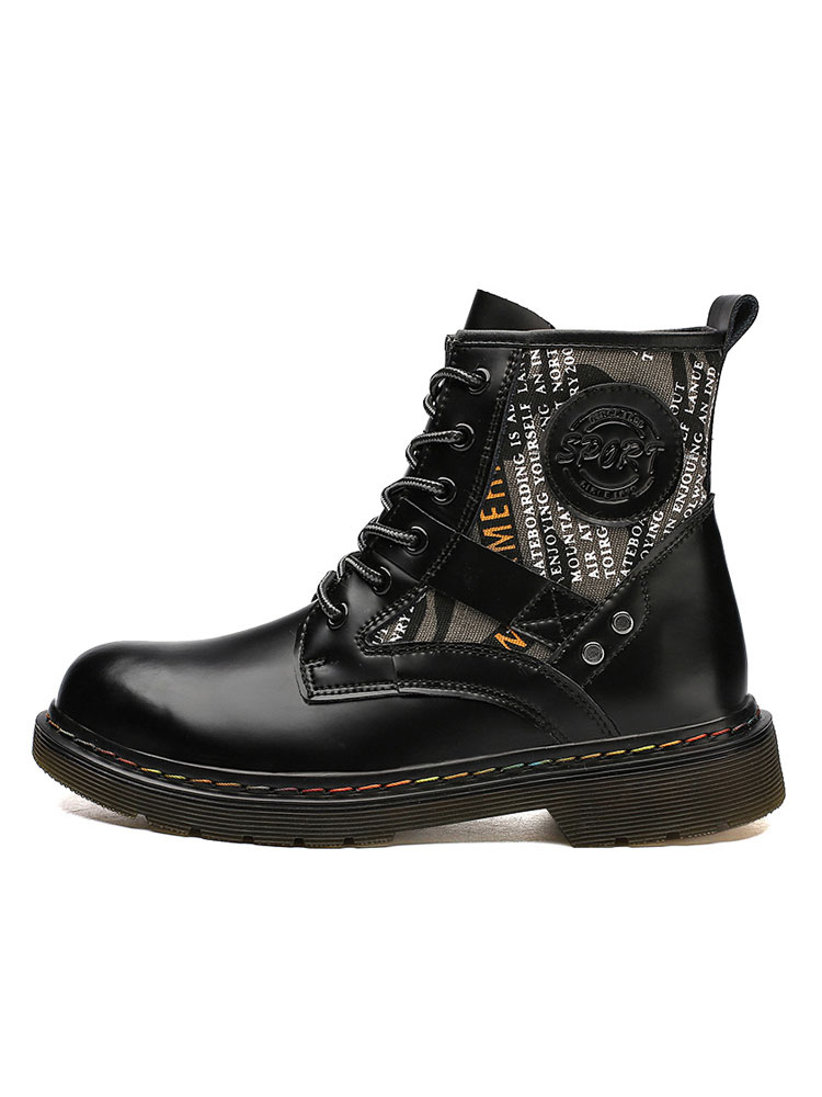 Shoes Men's Shoes | Men's Artwork Lace Up Martin Boots in Black - RB07549