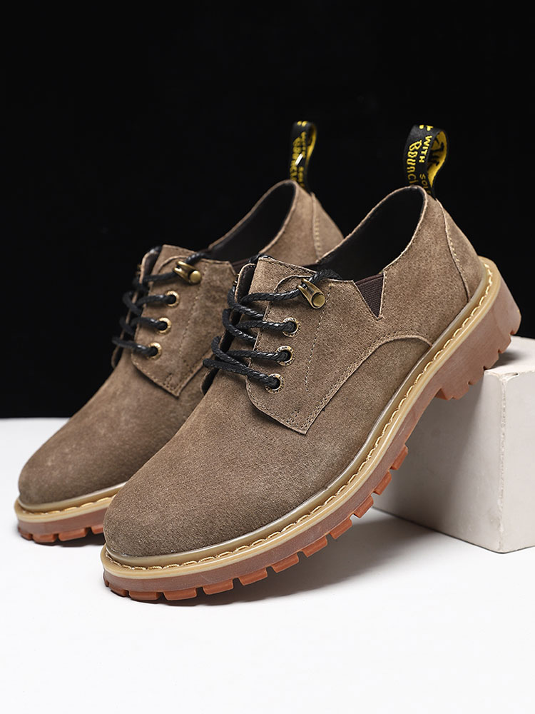 Shoes Men's Shoes | Men's Short Lace Up Ankle Boots in Khaki Suede - BA87962