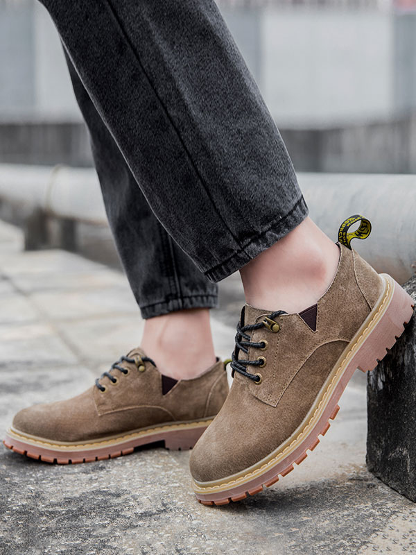 Shoes Men's Shoes | Men's Short Lace Up Ankle Boots in Khaki Suede - BA87962