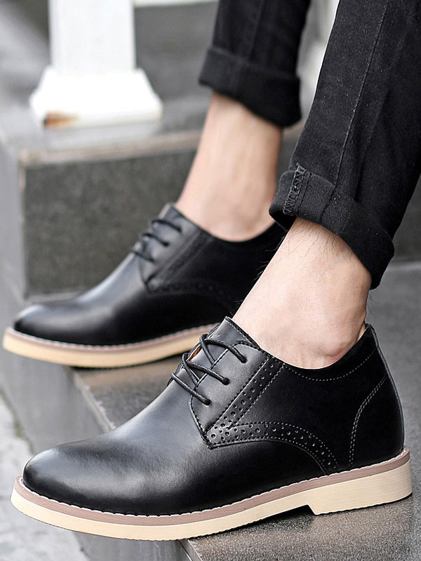 Men's Casual Dress Low-Top Oxford Bootsin Black - Milanoo.com