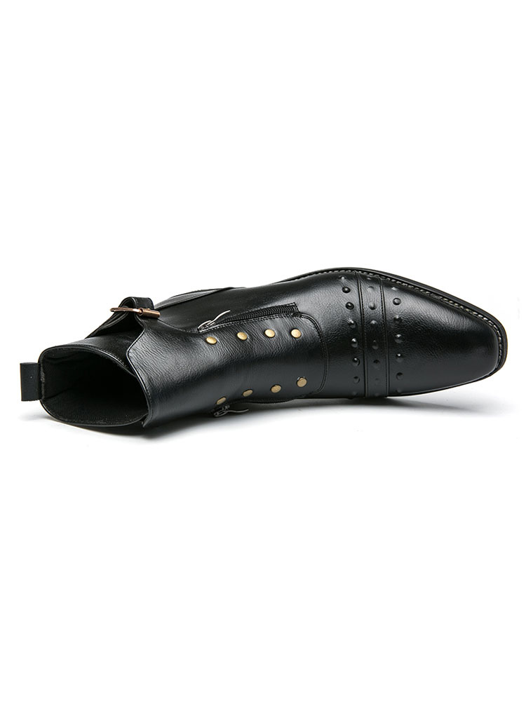 Shoes Men's Shoes | Men's Studded Dress Ankle Boots in Black - OQ65320