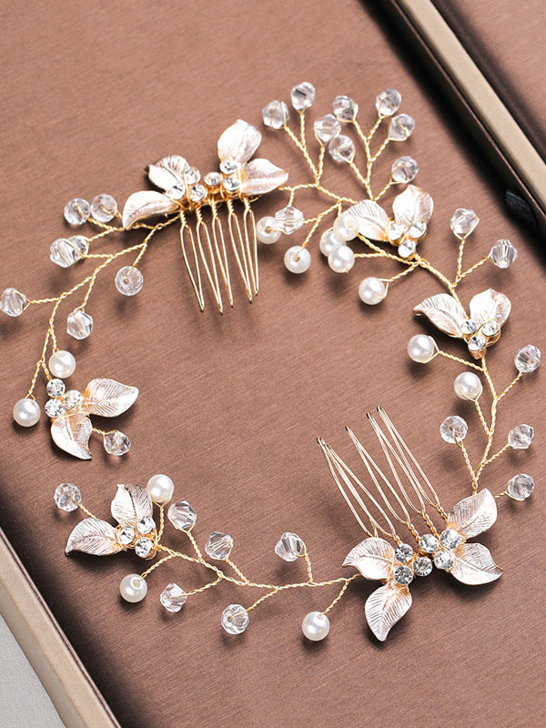 Wedding Headpiece Accessory Metal Pearl Light Blond Hair Accessories ...