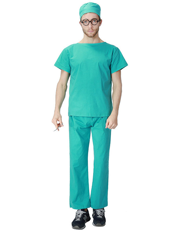 Halloween Costume For Adult Teal Doctor Polyester Holiday Costume Set ...