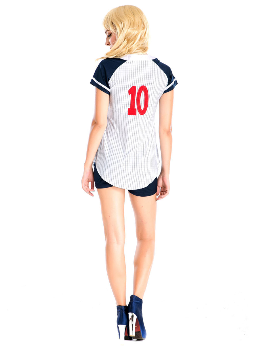 Halloween Costume For Adult White Baseball Player Polyester Holiday Costume  Set 