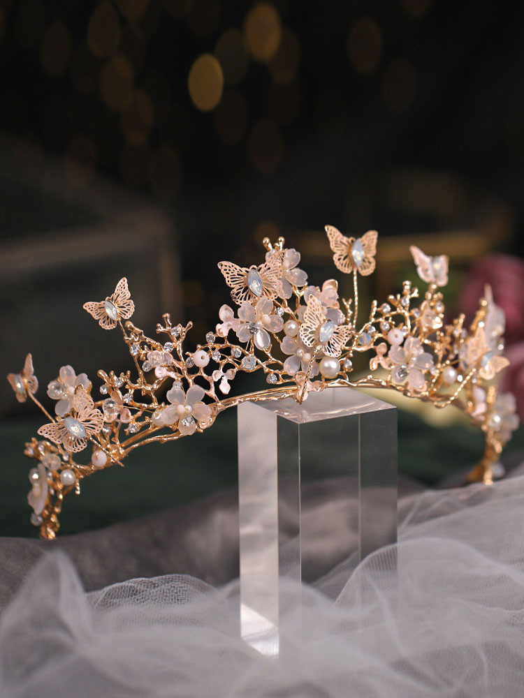 Wedding & Events Wedding Accessories | Headpieces Wedding Tiara Acrylic Metal Light Blond Hair Accessories For Bride - BR71194