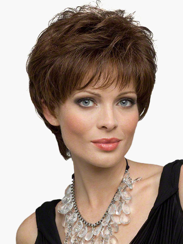 Women's Clothing Accessories | Women Human Hair Wigs Coffee Brown Mixed-hair Short Human Hair Wigs - BW61072