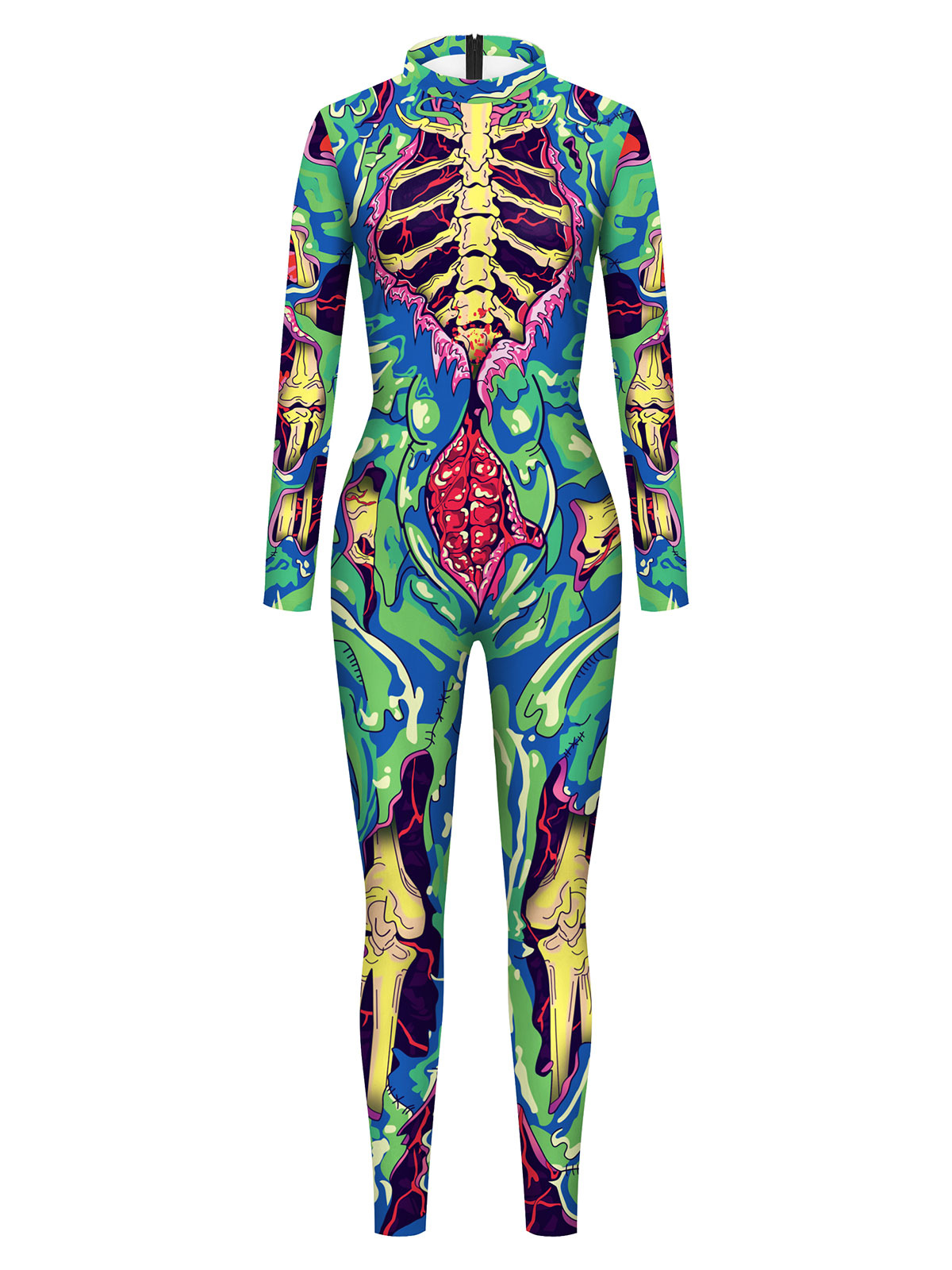 halloween zentai jumpsuit Black Women's Scary Skeleton Halloween