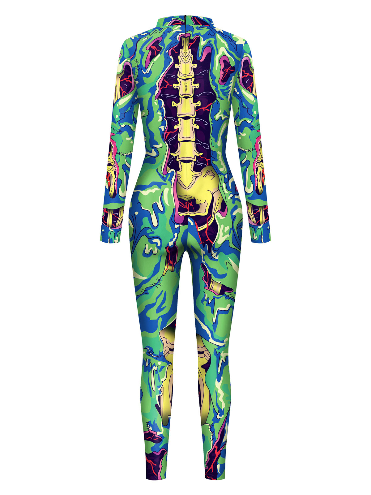 Donna Halloween Scheletro Ossa Abito Body Tuta Leggings Taglie Forti 8