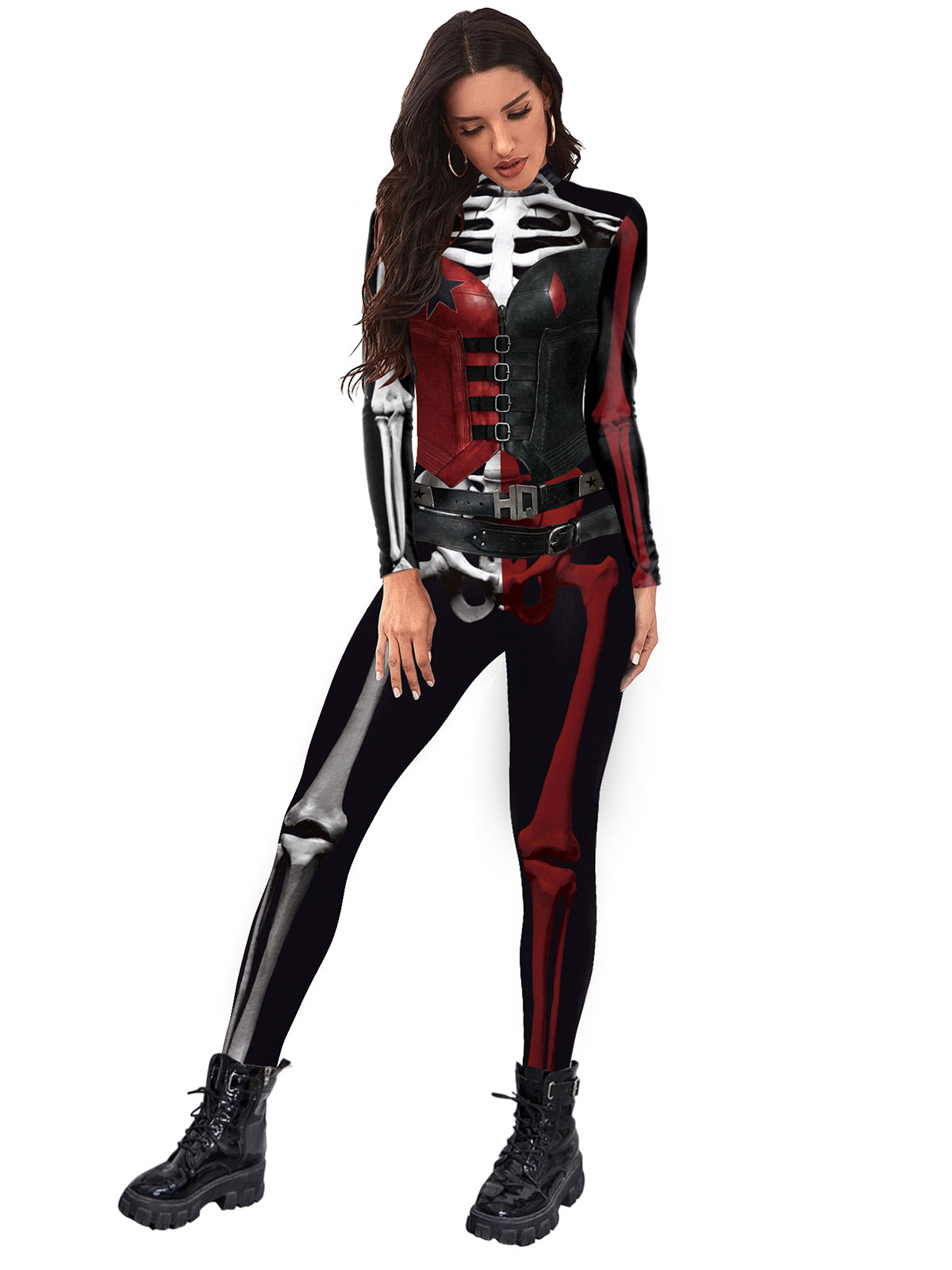 Halloween Jumpsuit For Women Scary Skeleton Lycra Spandex Catsuit Zentai - Costumeslive.com