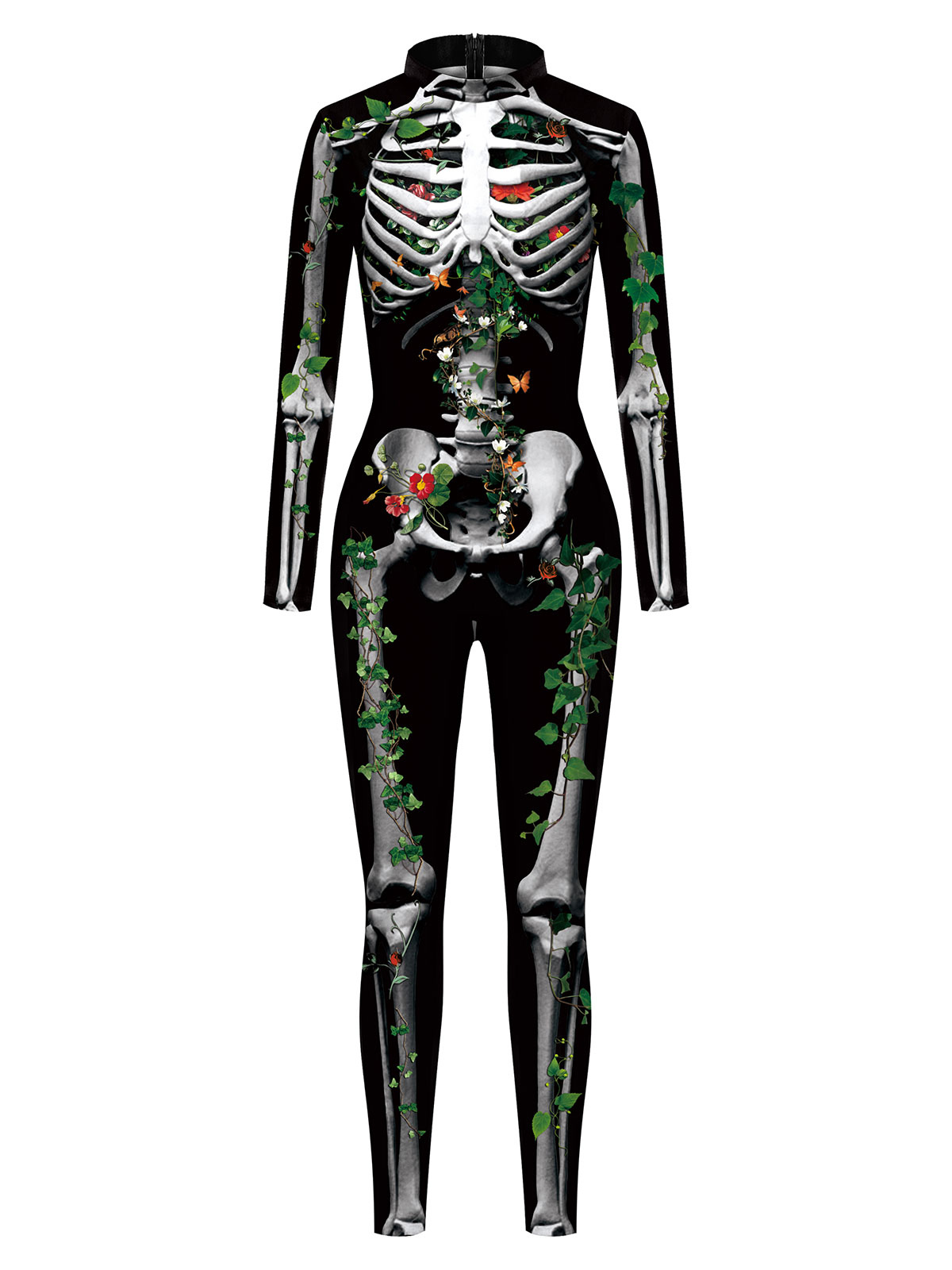 One Piece Stretch Female 3d Bone Print Skeleton Skull Digital Jumpsuit ...