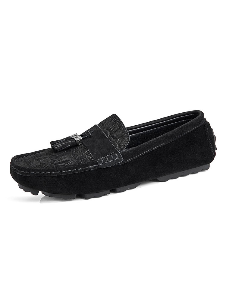 Zapatos de hombre | Mocasines para hombre Mocasines negros de cuero PU con punta redonda y correa de monje sin cordones - HP73970