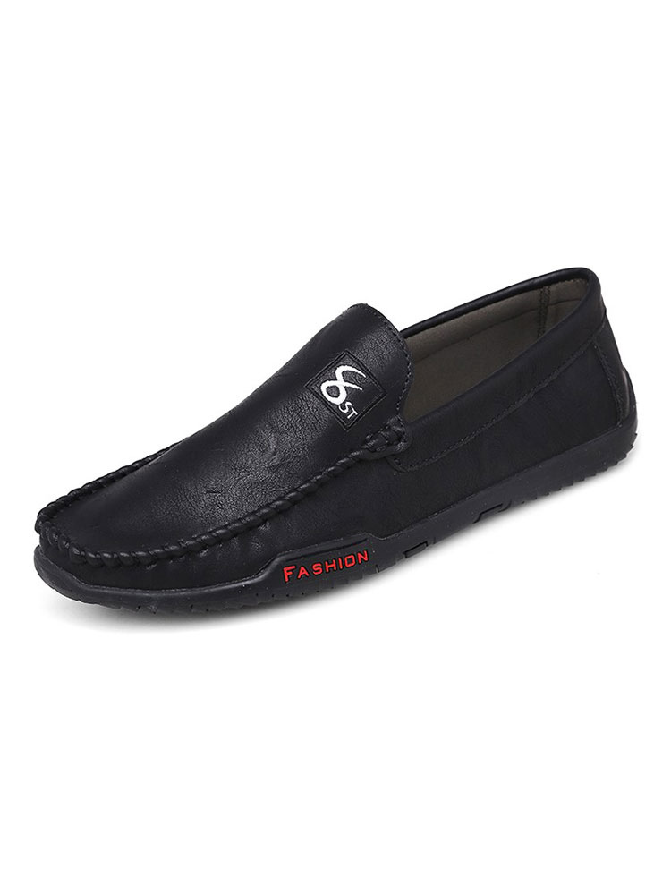 Zapatos de hombre | Mocasines de hombre Zapatos de moda Cuero de PU Detalles metálicos Mocasines negros sin cordones estampados - HC51075