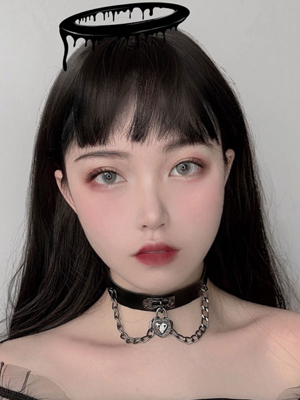 Gothic Lolita Choker Metal Details Hearts Pattern Metal Miscellaneous ...