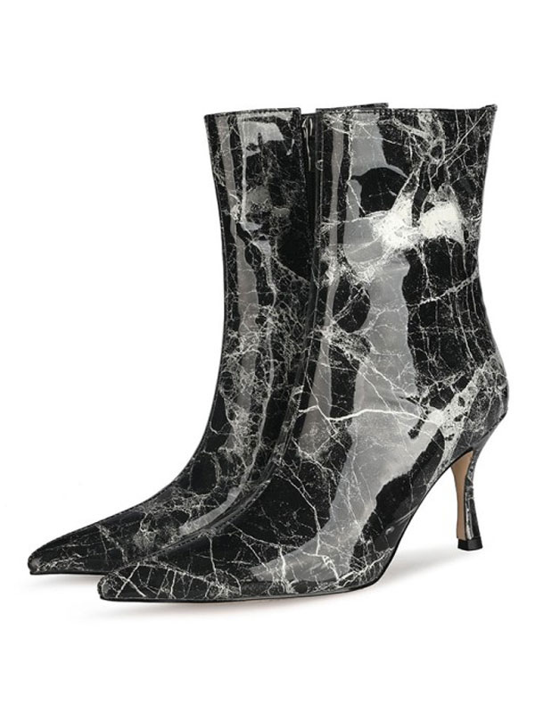 Shoes Women's Shoes | Women's Marble Print Kitten Heel Ankle Boots - JI99464