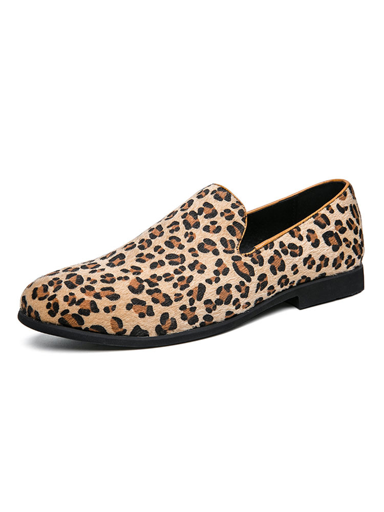 Men's Leopard Print Slip On Loafers - Milanoo.com