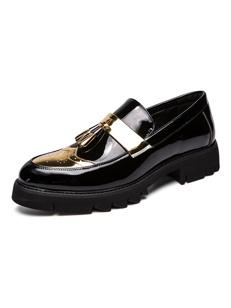 Zapatos de hombre | Mocasines para hombre Zapatos cómodos de cuero de PU con punta redonda y bloque de color Resbalón en mocasines plateados - BW15230