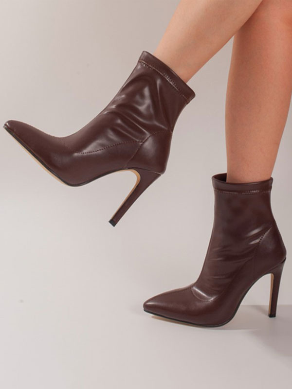 brown stiletto booties