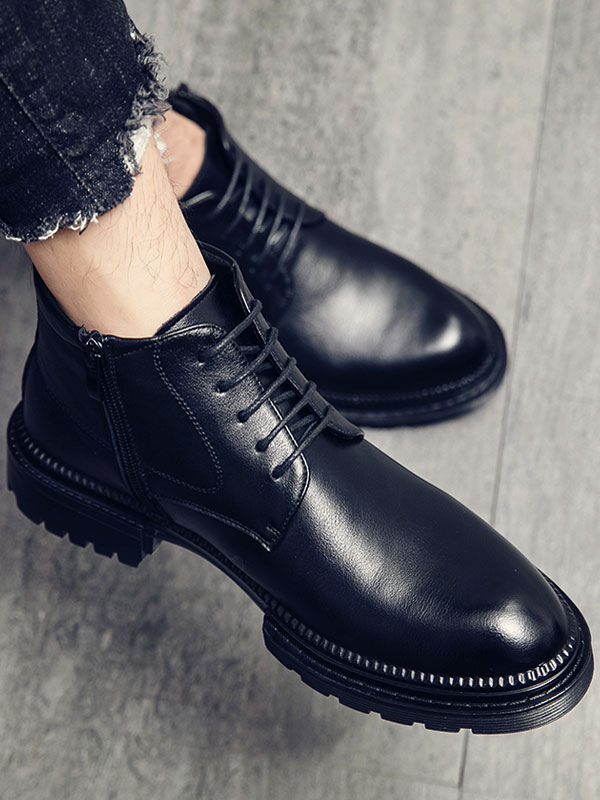 Shoes Men's Shoes | Men's Lace Up Dress Boots with Zipper - AZ92241