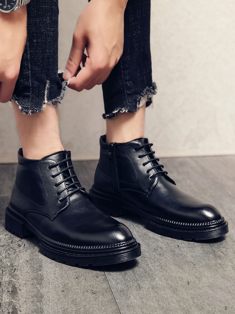 Shoes Men's Shoes | Men's Lace Up Dress Boots with Zipper - AZ92241