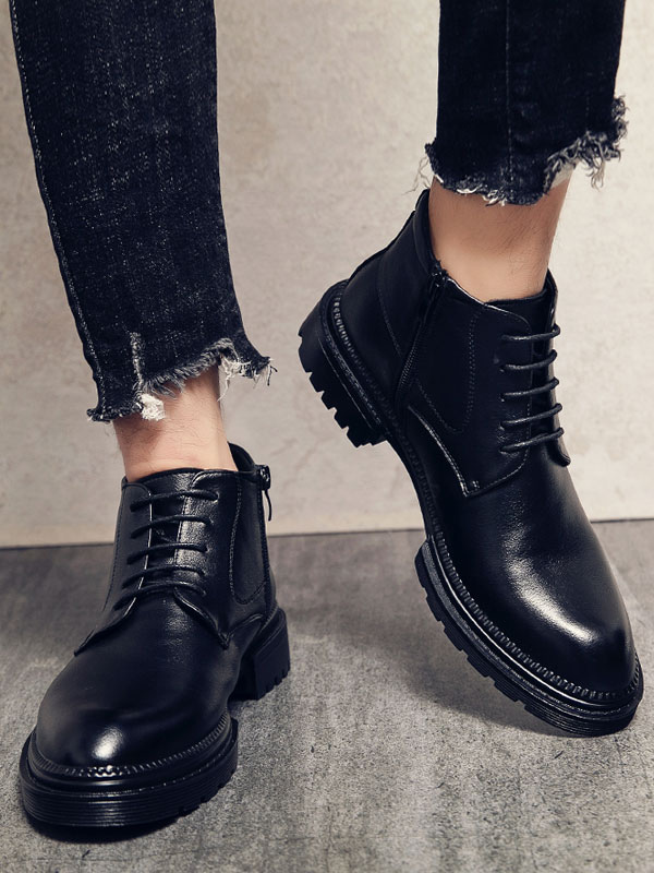 Shoes Men's Shoes | Men's Lace Up Dress Boots with Zipper - AZ92241