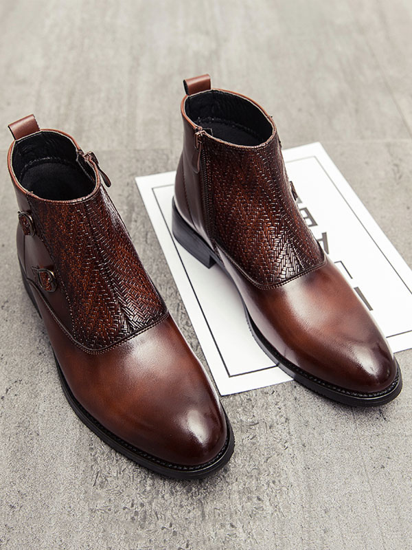 Shoes Men's Shoes | Men's Woven Buckles Dress Boots - AO39073