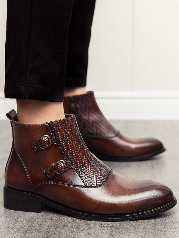 Shoes Men's Shoes | Men's Woven Buckles Dress Boots - AO39073