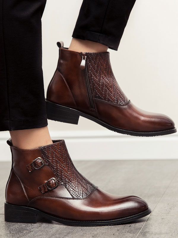 Shoes Men's Shoes | Men's Woven Buckles Dress Boots - AO39073