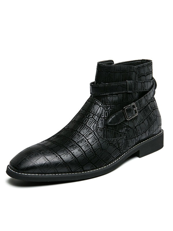 Shoes Men's Shoes | Men's Stone Grain Strap Ankle Boots - ZB26290