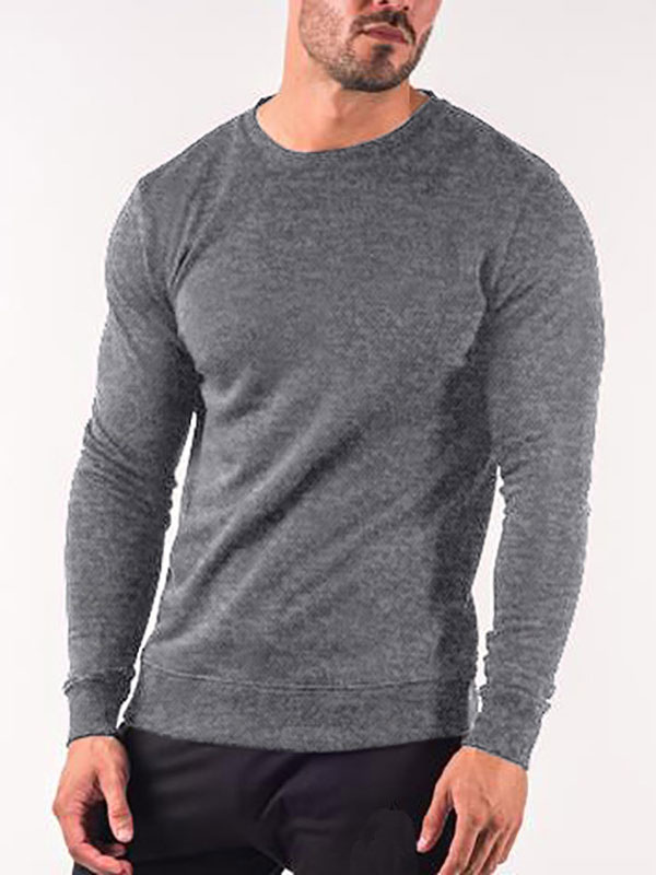 Men's Clothing T-Shirts & Tanks | T-shirts Chic Jewel Neck Long Sleeves - XH00341