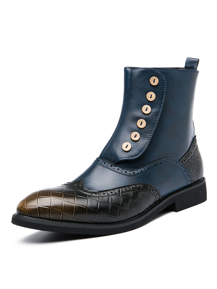 Shoes Men's Shoes | Men's Wingtip Buttons Dress Boots - QX19628