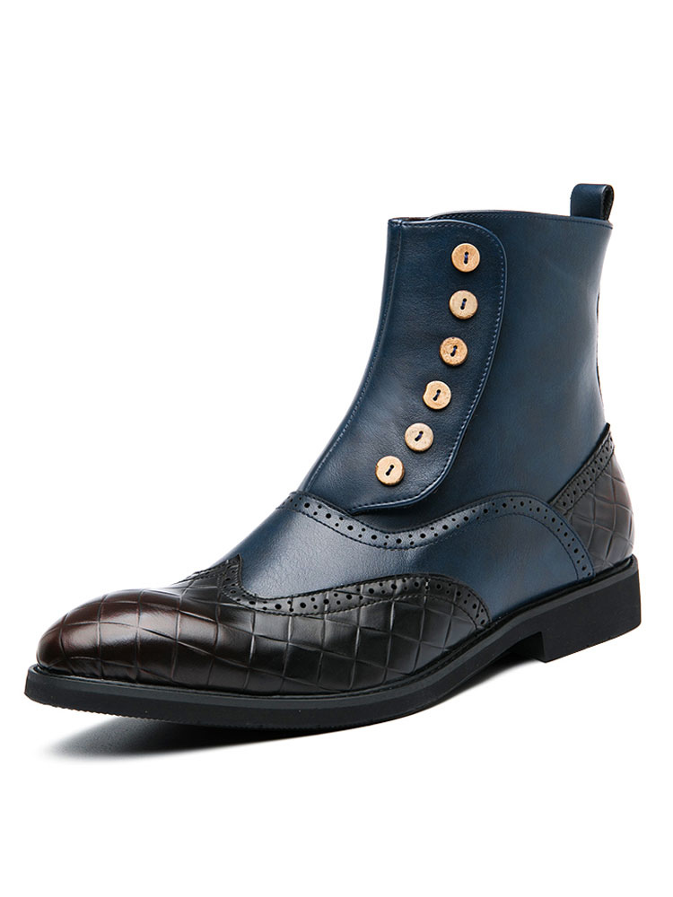 Shoes Men's Shoes | Men's Wingtip Buttons Dress Boots - QX19628