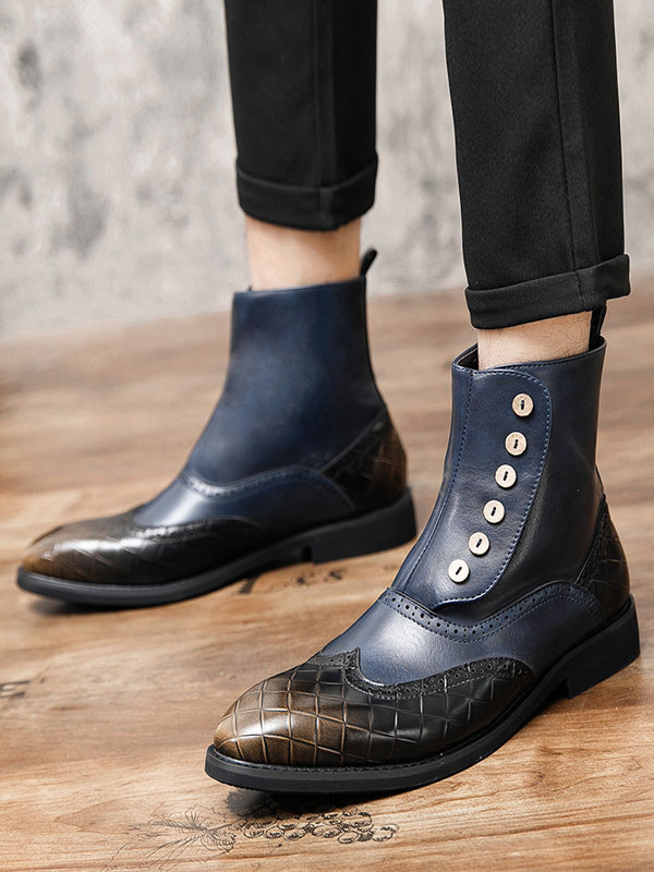 Shoes Men's Shoes | Men's Wingtip Buttons Dress Boots - QX19628